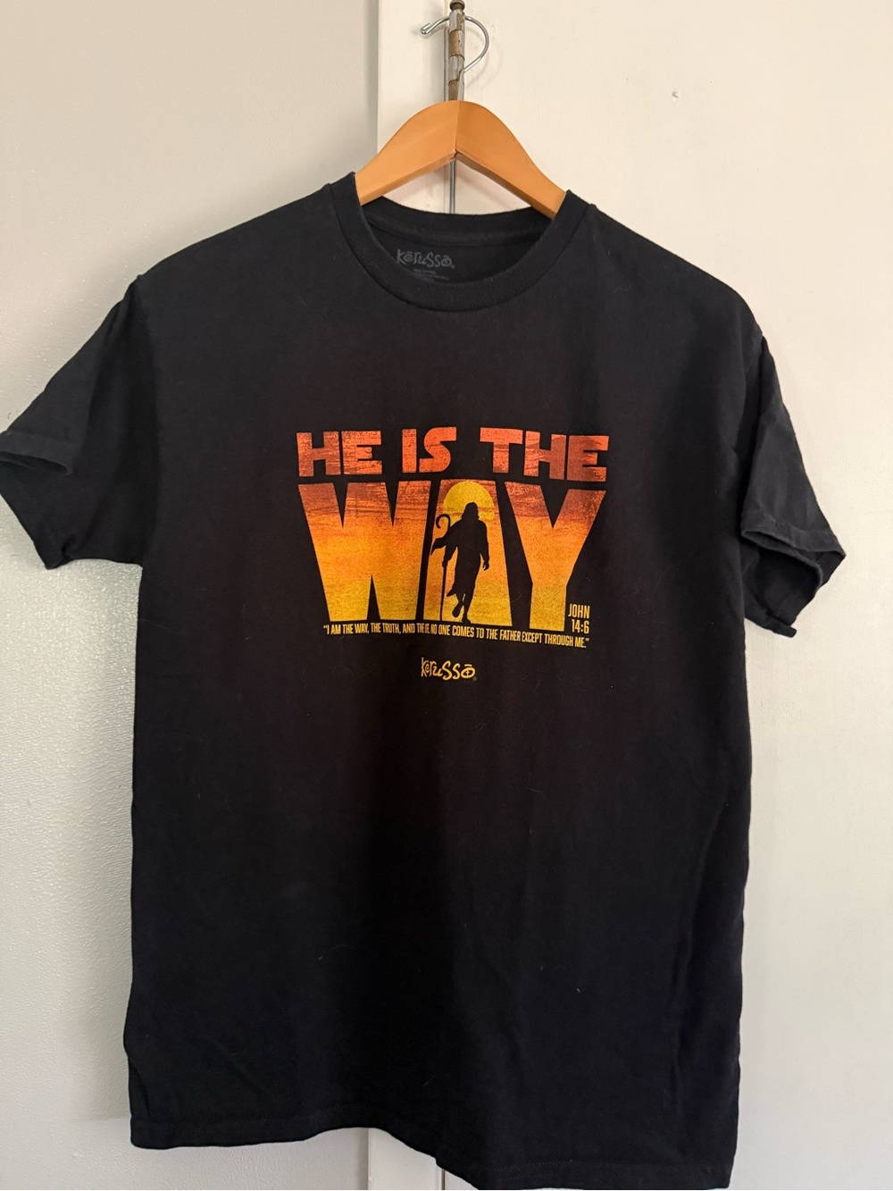 He Is The Way Graphic Tee - Black with Orange-Yellow Print